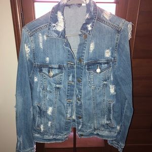 Distressed jean jacket